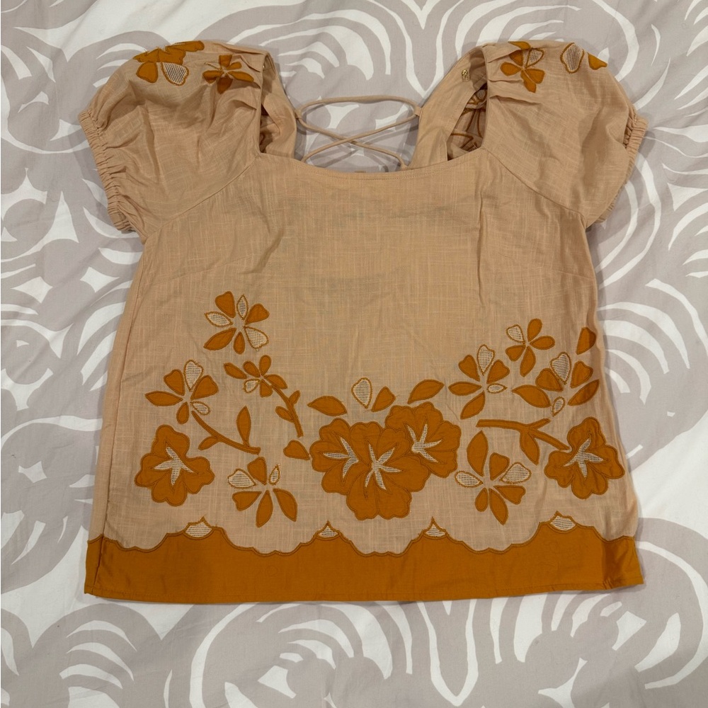 Madewell Floral Embroidered Puff Sleeve Top